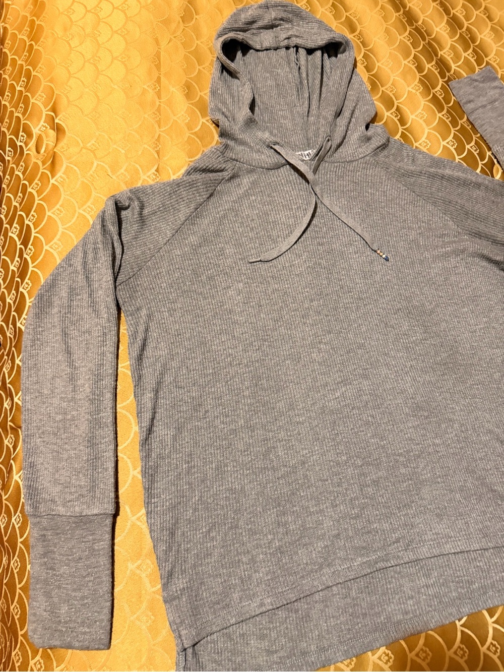 PJ Salvage Grey Hoodie, super soft ribbed knit, long-sleeve, Oversized size XS - Picture 3 of 16